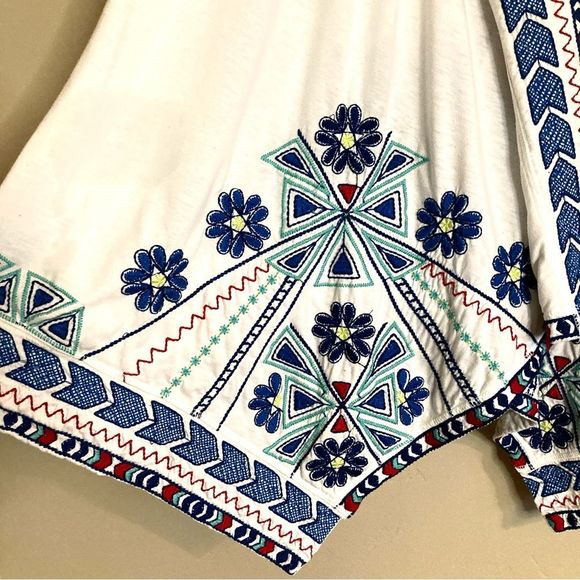 Johnny Was Floral Embroidered Open Draped Waterfall Knit Cardigan White Size M - Picture 3 of 11